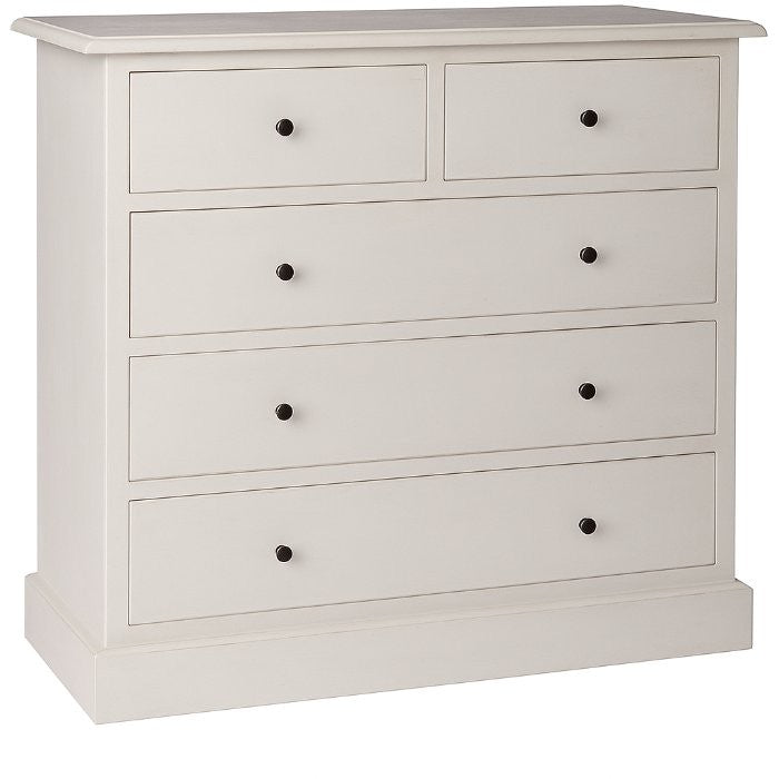 Commode Eugénie, 5 tiroirs D231, 100 × 50 × 100 cm, vue officielle 1. Autres meubles et décoration vendus séparément.