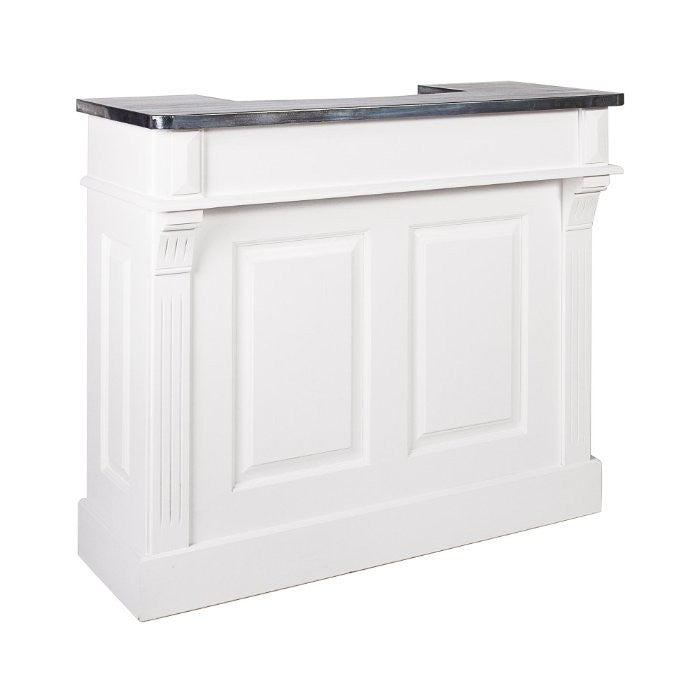 Petit bar Balthazar à plateau en zinc D154Z, 120 × 52 × 108 cm, vue officielle 1. Autres meubles et décoration vendus séparément.