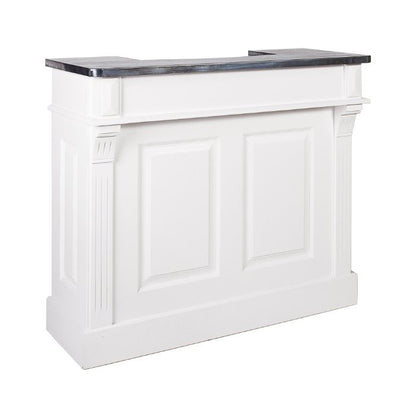 Petit bar Balthazar à plateau en zinc D154Z, 120 × 52 × 108 cm, vue officielle 1. Autres meubles et décoration vendus séparément.