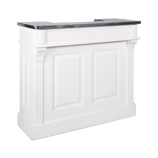 Petit bar Balthazar à plateau en zinc D154Z, 120 × 52 × 108 cm, vue officielle 1. Autres meubles et décoration vendus séparément.