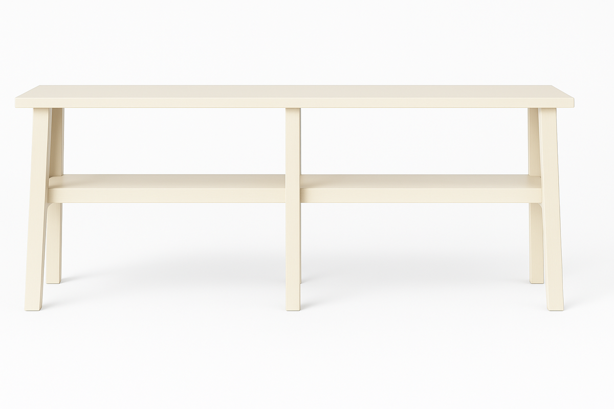 Grande console Anatole en pin recyclé D817, 180 × 30 × 70 cm, vue officielle 3. Autres meubles et décoration vendus séparément.