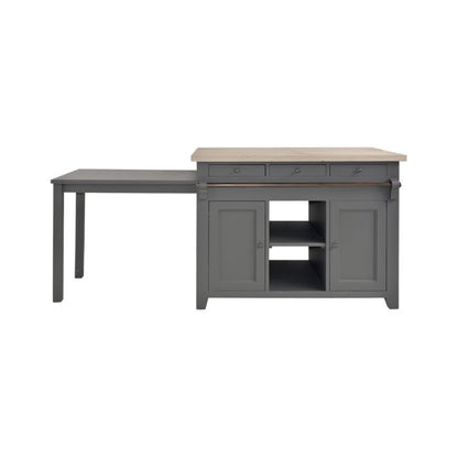 Vue 4 du centre de cuisine Rosiris C539 en pin, quatre portes et trois tiroirs, largeur 120 cm.