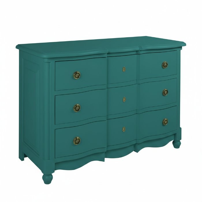 Commode Albane à façade arbalète D559, 130 × 59 × 90 cm, vue officielle 2. Autres meubles et décoration vendus séparément.