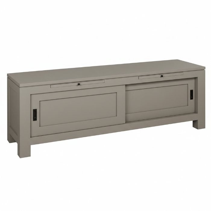 Meuble TV D566, 150 × 40 × 50 cm, vue officielle 2. Autres meubles et décoration vendus séparément.