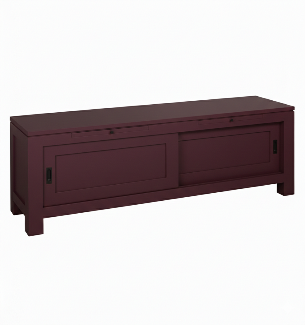 Meuble TV D566, 150 × 40 × 50 cm, vue officielle 4. Autres meubles et décoration vendus séparément.