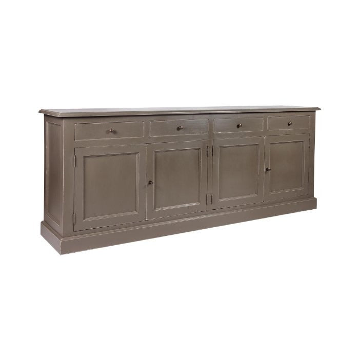 Buffet Luberon, 4 portes et 4 tiroirs D592INF, 232 × 48 × 90 cm, vue officielle 1. Autres meubles et décoration vendus séparément.