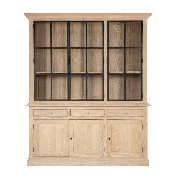 Vaisselier Luberon à croisillons métalliques, 3 portes hautes D088METAL, 185 × 48 × 222 cm, vue officielle 1. Autres meubles et décoration vendus séparément.
