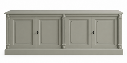 Buffet Théodore, partie basse, 4 portes D119INF, 217 × 51 × 78 cm, vue officielle 2. Autres meubles et décoration vendus séparément.