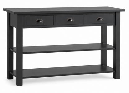 Console Camille, 3 tiroirs D244, 146 × 47 × 90 cm, vue officielle 2. Autres meubles et décoration vendus séparément.