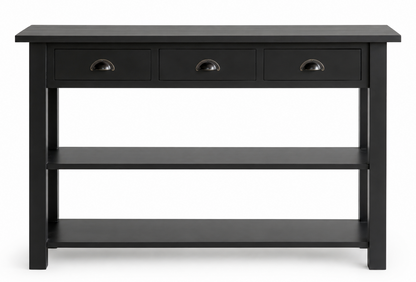 Console Camille, 3 tiroirs D244, 146 × 47 × 90 cm, vue officielle 3. Autres meubles et décoration vendus séparément.