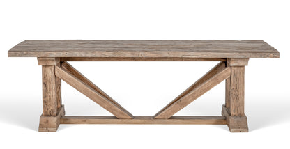 Table de ferme Honoré D947CBARN en chêne recyclé, 280 × 110 × 75 cm, vue officielle 1. Autres meubles et décoration vendus séparément.