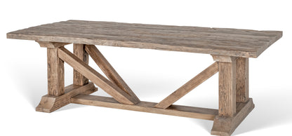 Table de ferme Honoré D947CBARN en chêne recyclé, 280 × 110 × 75 cm, vue officielle 2. Autres meubles et décoration vendus séparément.