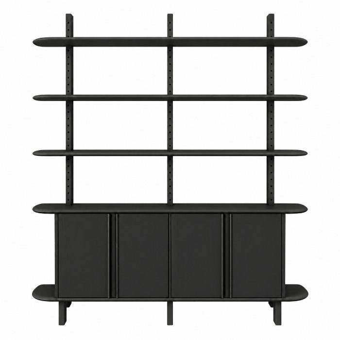 Bibliothèque modulaire D922/4P, 4 portes, 210 cm en pin massif, photo officielle d’exemple.