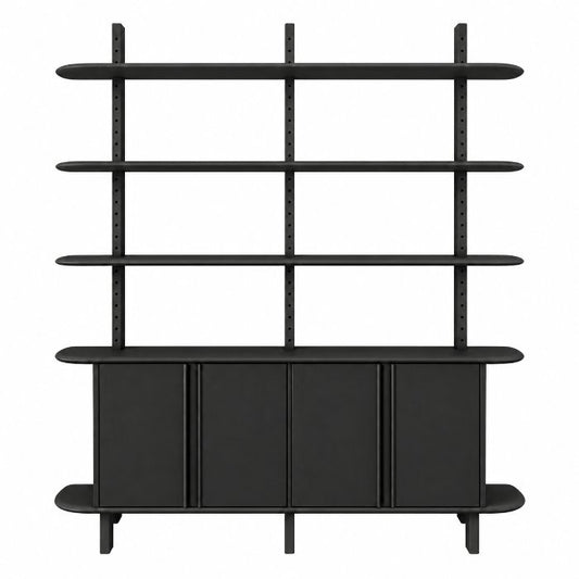 Bibliothèque modulaire D922/4P, 4 portes, 210 cm en pin massif, photo officielle d’exemple.