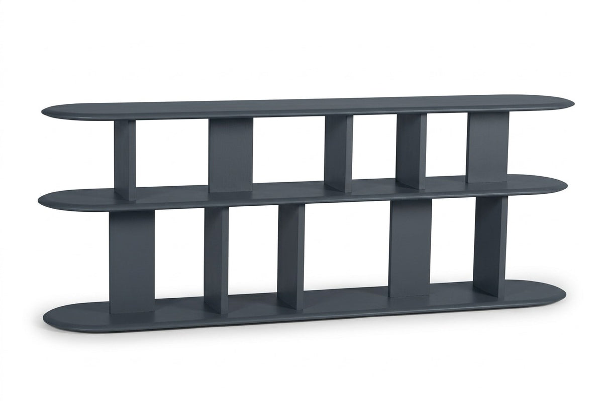 Étagère basse Ezane Rosiris D952 en pin, largeur 176 cm, profondeur 35 cm et hauteur 66 cm.