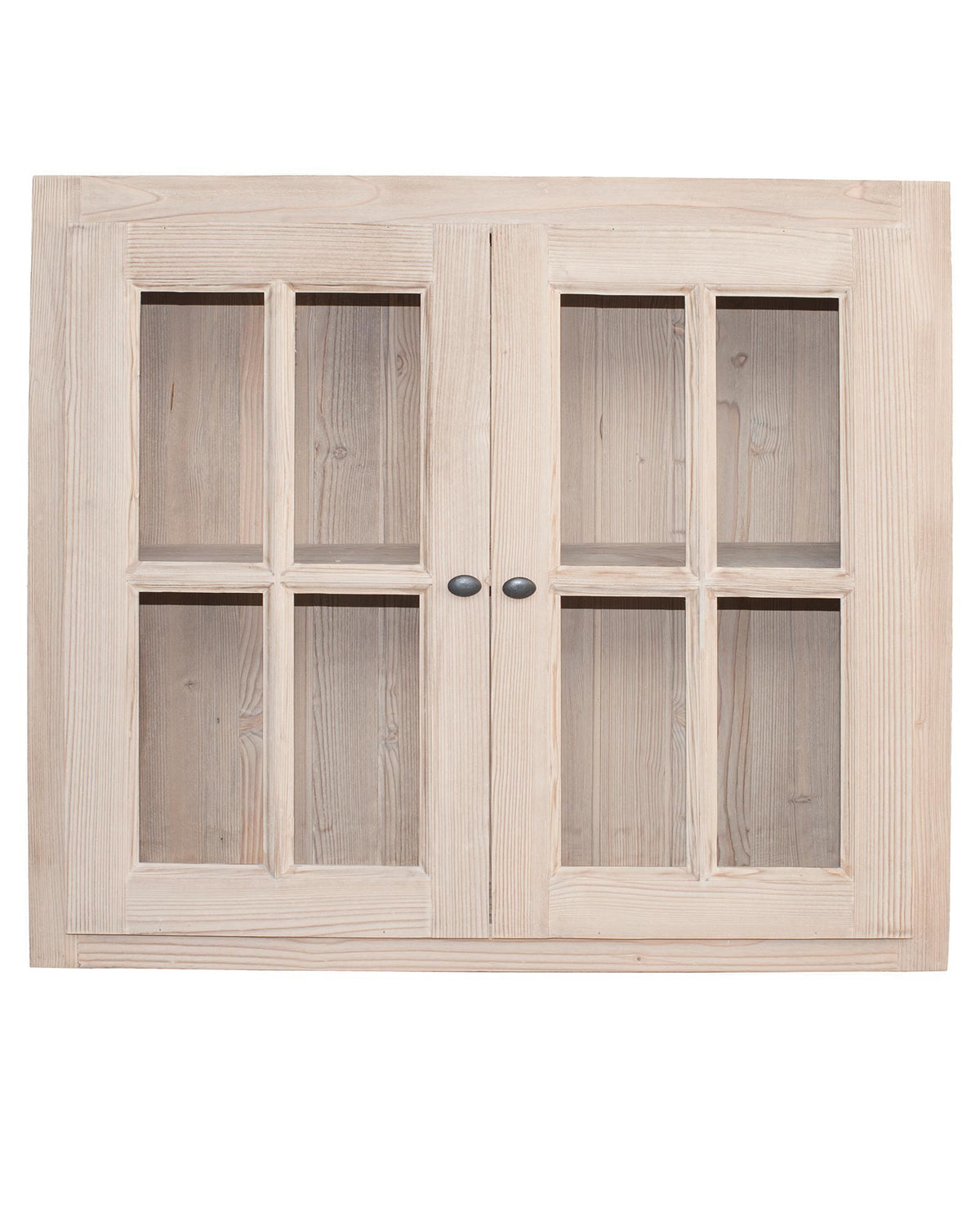 Vue 2 du meuble haut vitré Rosiris C10 en pin, largeur 90 cm.