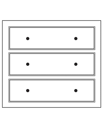 Module Gabin D700 en pin, 3 tiroirs, vue de face.