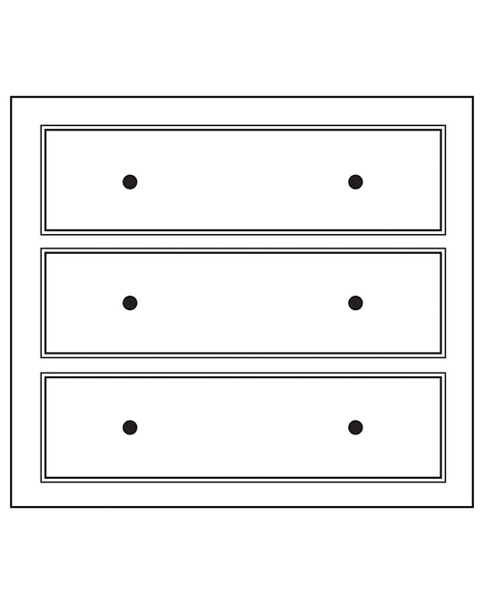 Module Gabin D700 en pin, 3 tiroirs, vue de face.