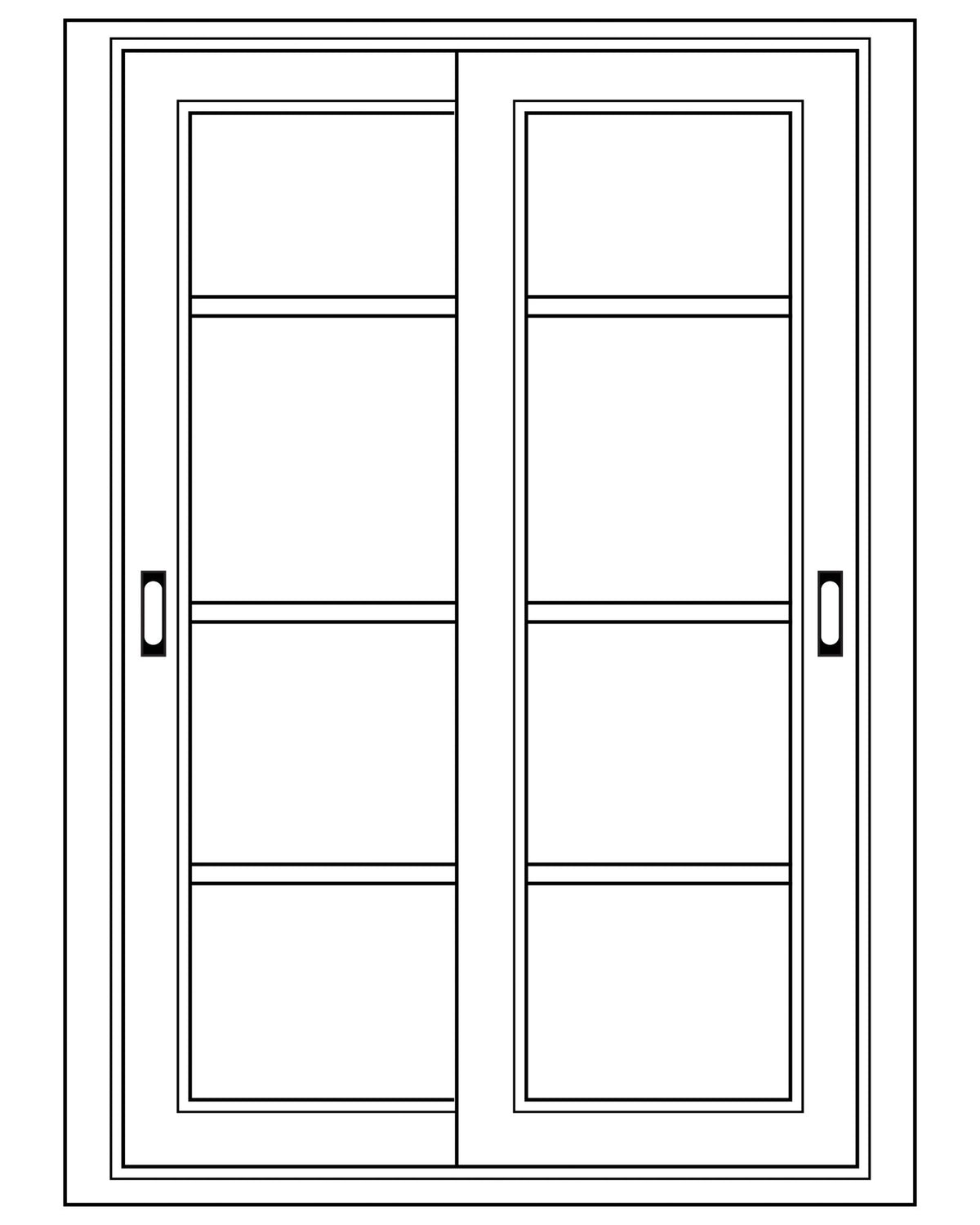 Module Gabin D706 en pin, 2 portes vitrées coulissantes, vue de face.