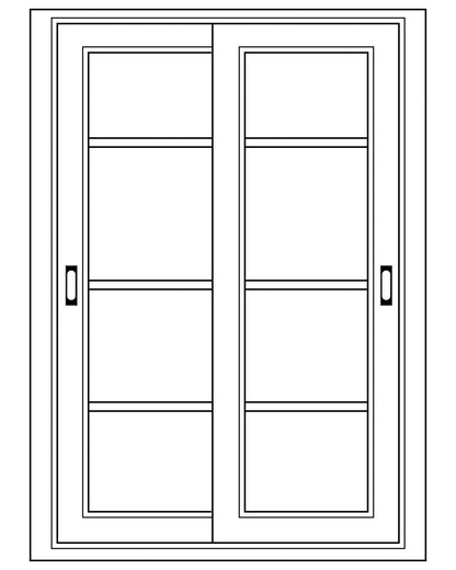 Module Gabin D706 en pin, 2 portes vitrées coulissantes, vue de face.