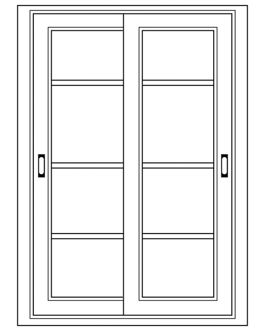 Module Gabin D706 en pin, 2 portes vitrées coulissantes, vue de face.