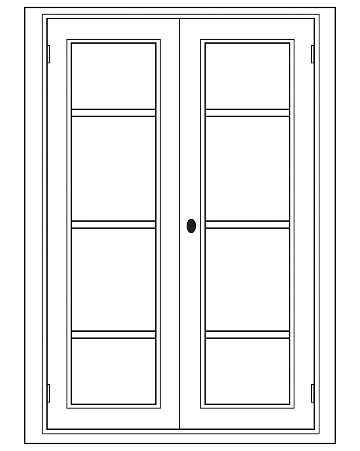 Module Gabin D707 en pin, 2 portes vitrées, vue de face.