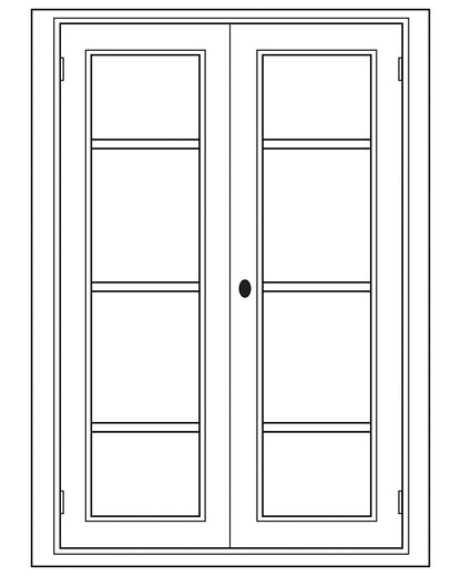 Module Gabin D707 en pin, 2 portes vitrées, vue de face.