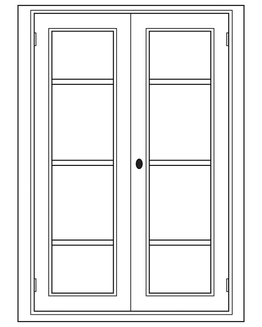 Module Gabin D707 en pin, 2 portes vitrées, vue de face.