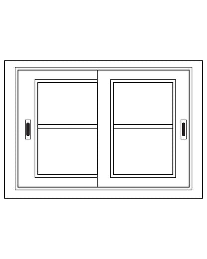 Module Gabin D709 en pin, 2 portes vitrées coulissantes, vue de face.