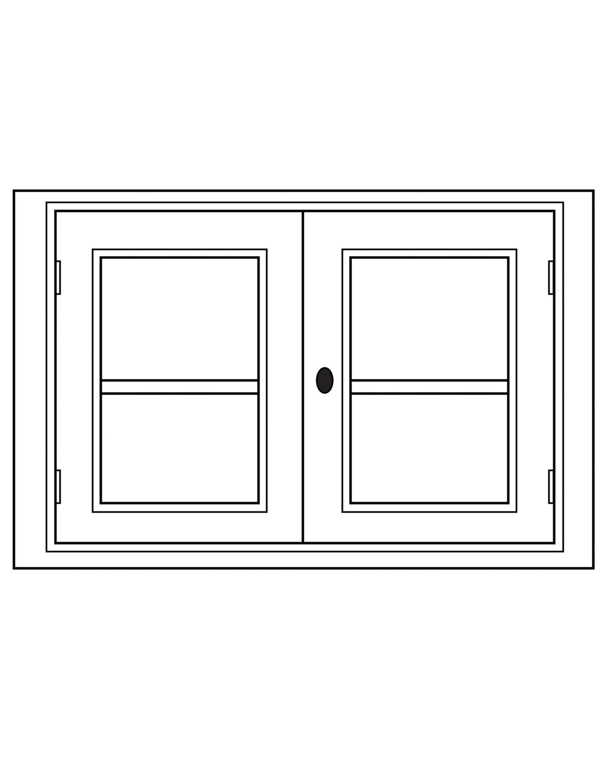 Module Gabin D710 en pin, 2 portes vitrées, vue de face.
