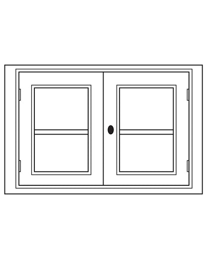 Module Gabin D710 en pin, 2 portes vitrées, vue de face.