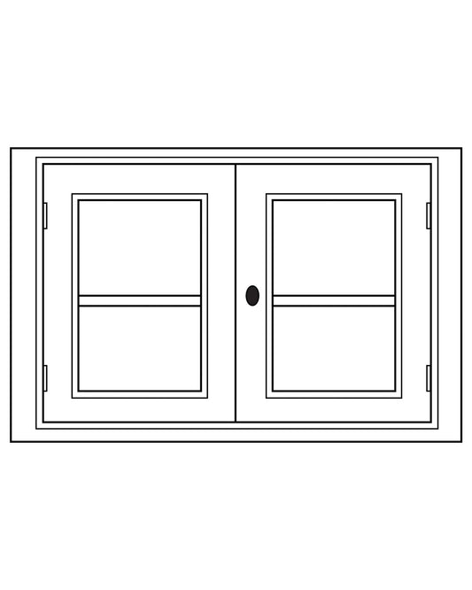Module Gabin D710 en pin, 2 portes vitrées, vue de face.
