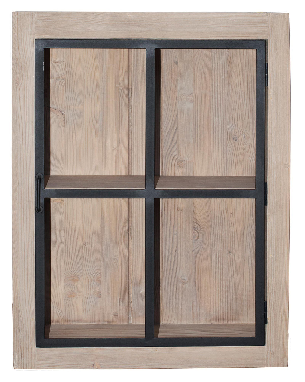 Vue 2 du meuble haut vitré Rosiris CI08 en pin de style industriel, largeur 60 cm.
