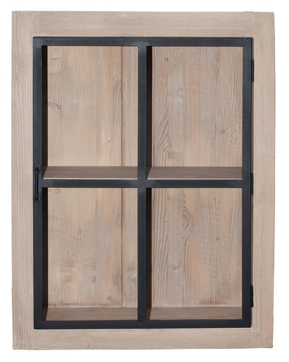 Vue 2 du meuble haut vitré Rosiris CI08 en pin de style industriel, largeur 60 cm.