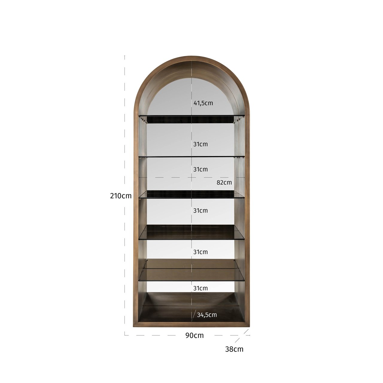 Display cabinet Bowic brushed gold