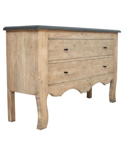 Commode Justine D793, 130 × 40 × 80 cm, vue officielle 2. Autres meubles et décoration vendus séparément.