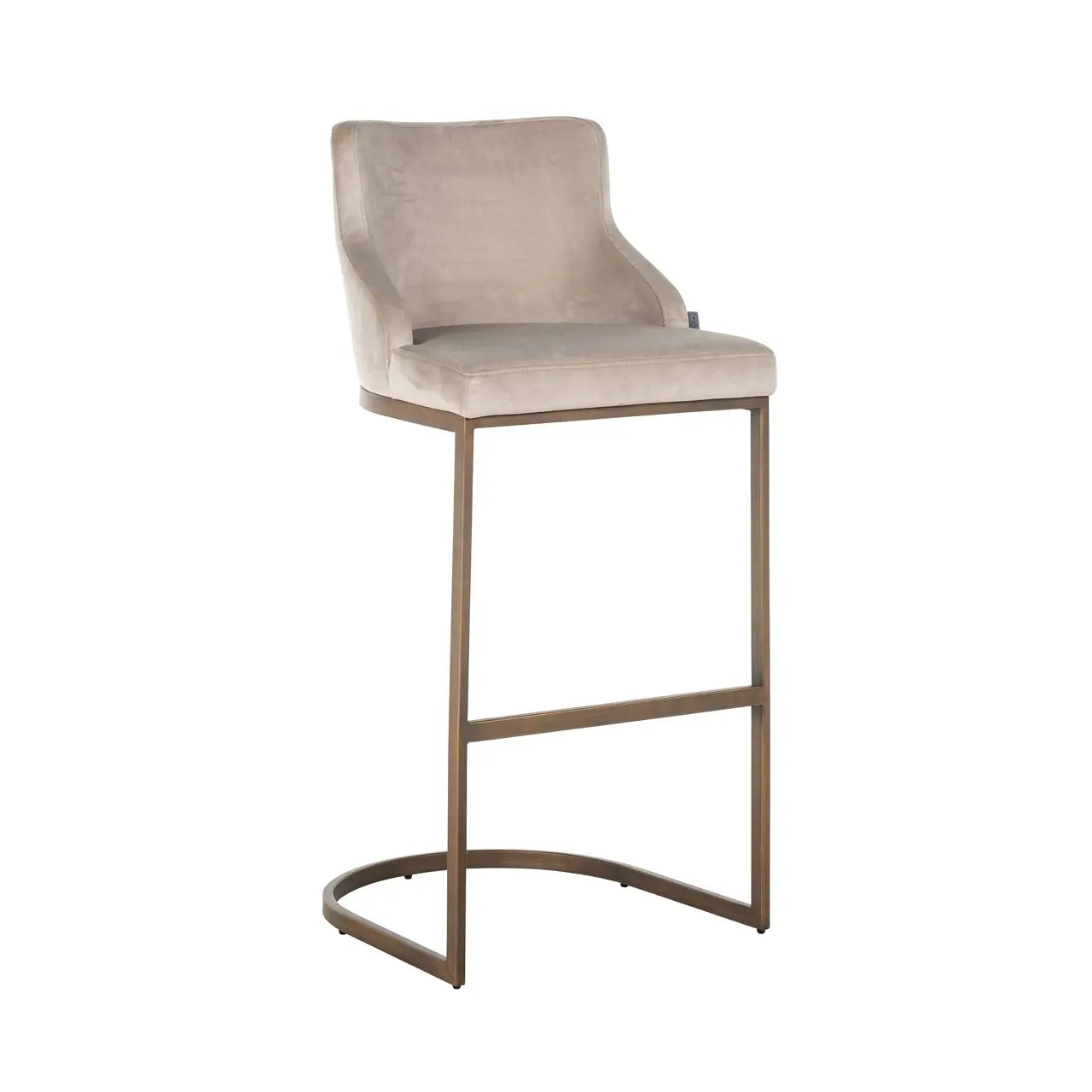 Bar stool Bolton khaki velvet brushed gold fire retardant (Set of 2)