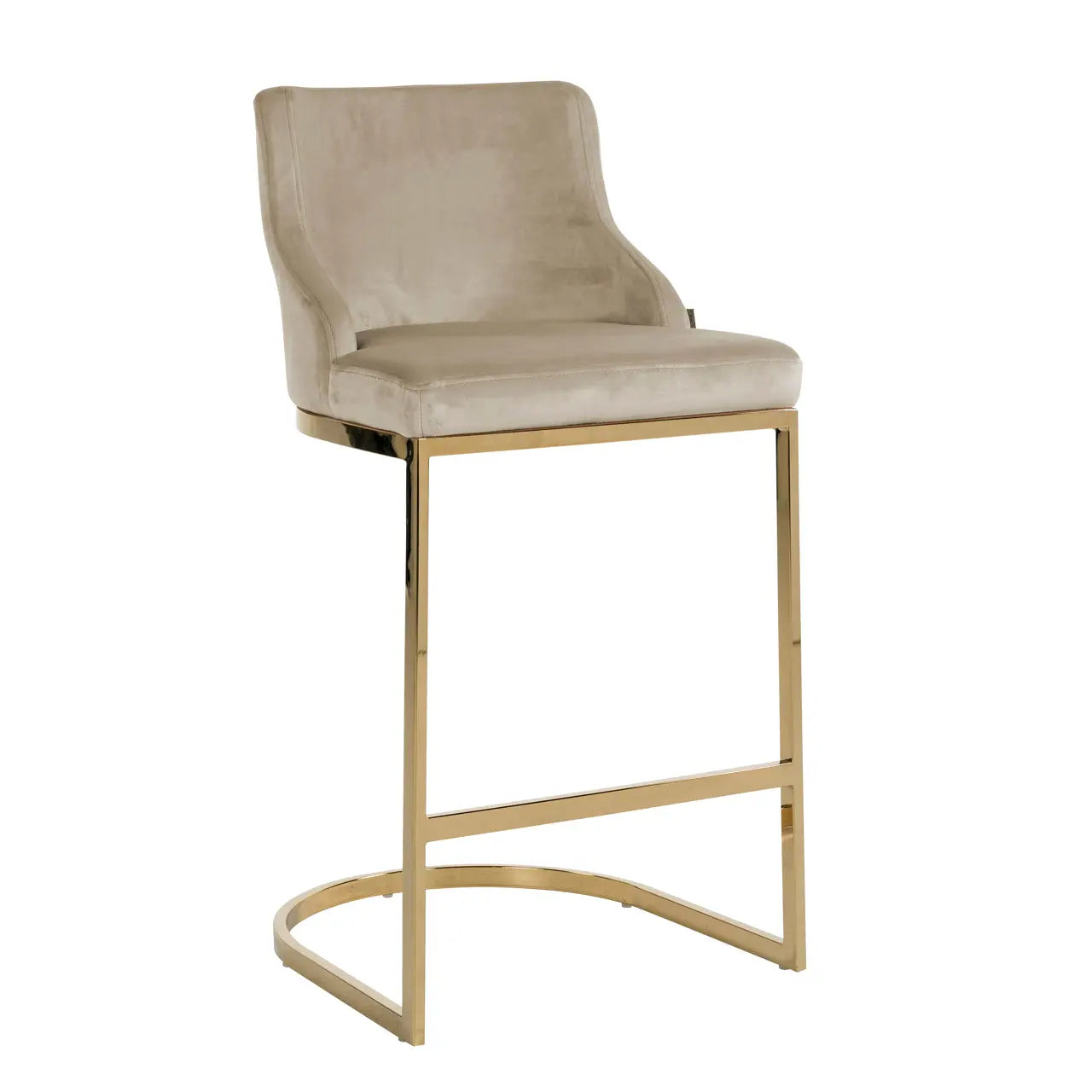 Bar stool Bolton khaki velvet gold fire retardant (Set of 2)