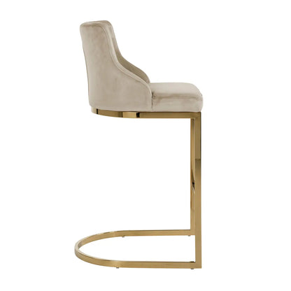 Bar stool Bolton khaki velvet gold fire retardant (Set of 2)