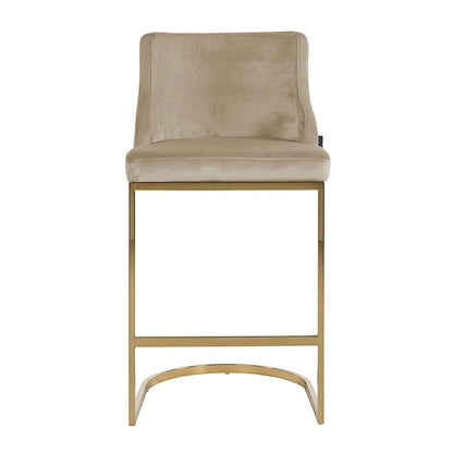Bar stool Bolton khaki velvet gold fire retardant (Set of 2)