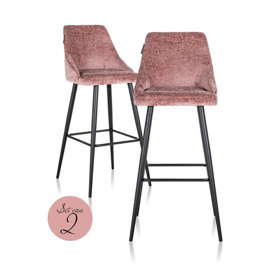 Bar stool Brooke rose chenille (Set of 2)