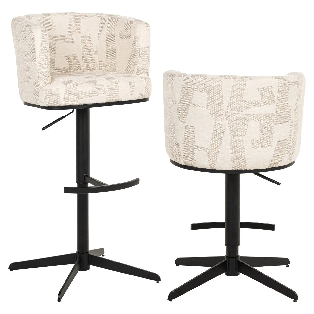 Bar stool Cheyenne beige graffic swivel