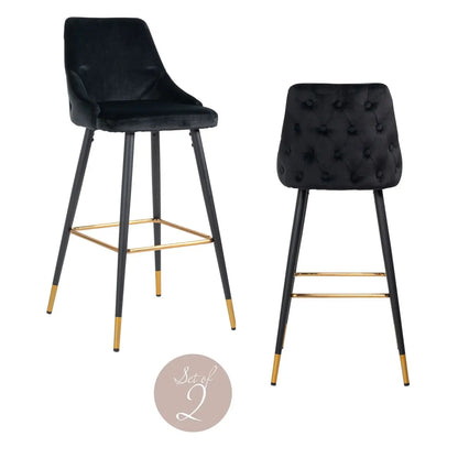 Bar stool Imani black velvet (Set of 2)