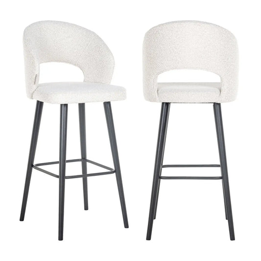 Bar stool Savoy white bouclé