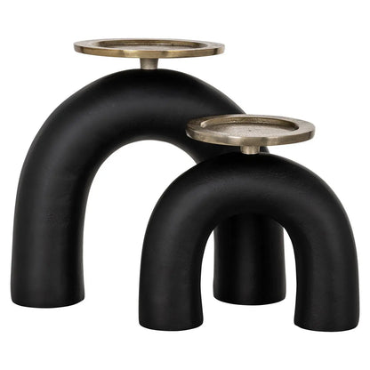 Candle holder Livi black/gold large