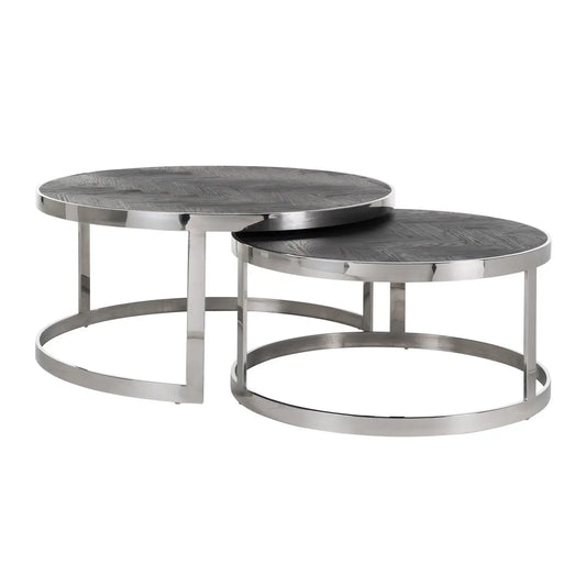 Coffee table Blackbone Silver black rustic (Set of 2)