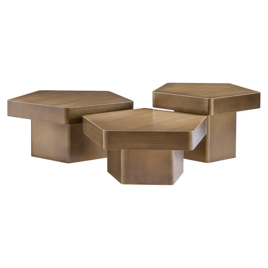 Coffee table Hexa brushed gold (Set of 3)