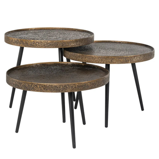 Coffee table Luton black/gold (Set of 3)