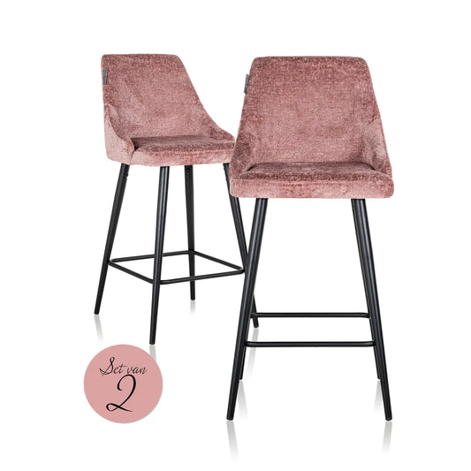 Counter stool Brooke rose chenille (Set of 2)