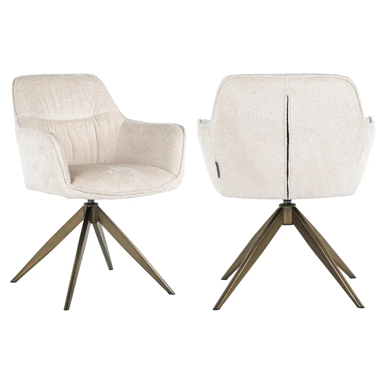 Dining chair Aline FR white chenille swivel fire retardant